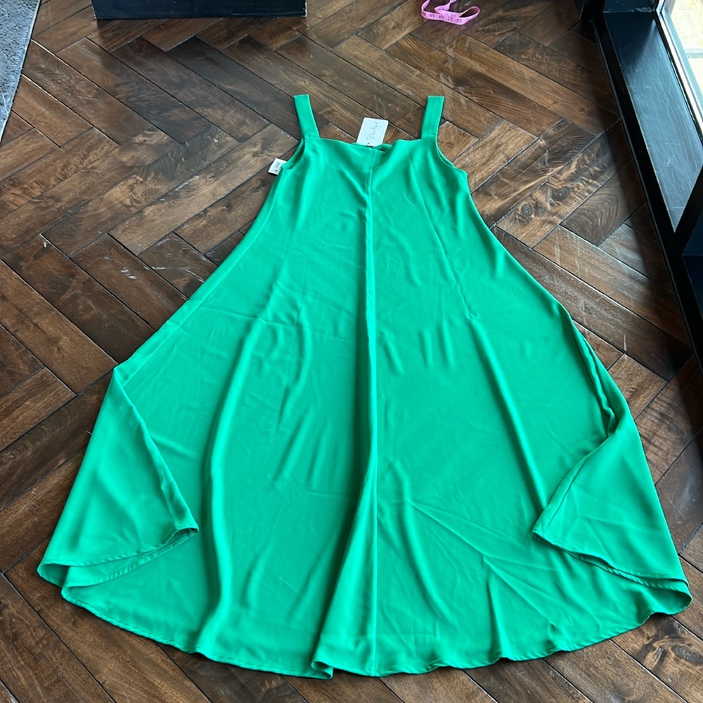 Dima Ayad size XL high neck cape dress green maxi dress